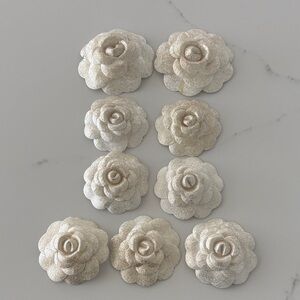 Set of 9 Cream & Gold Flowers